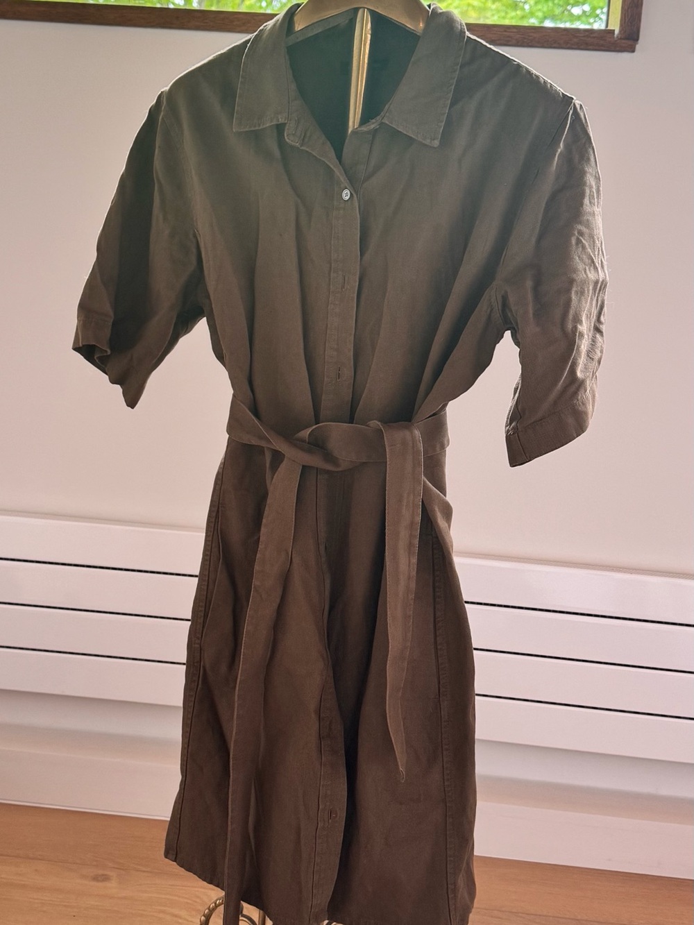 Banana Republic Olive Green Midi Shirt Dress